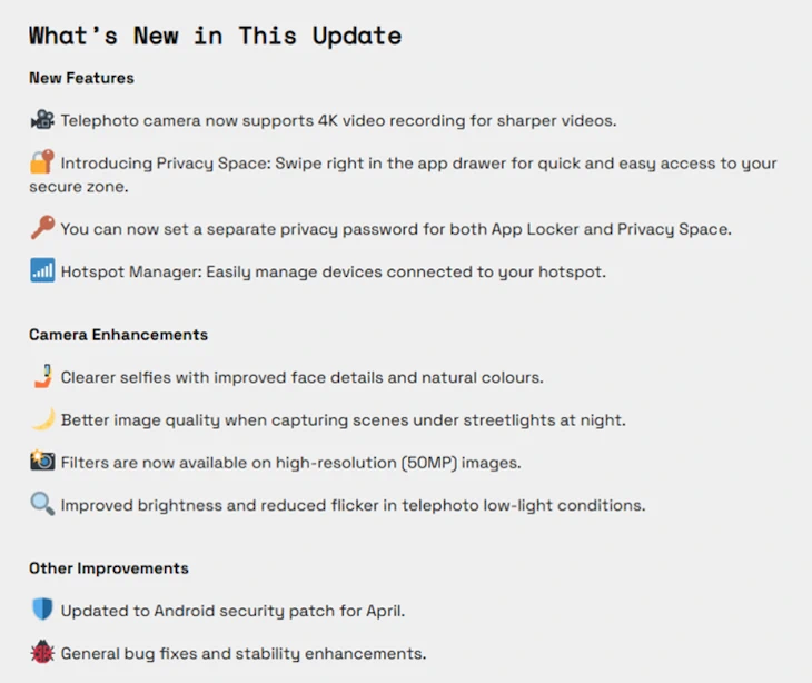 Nothing Phone (3a) Series Update Brings 4K, Privacy Space
